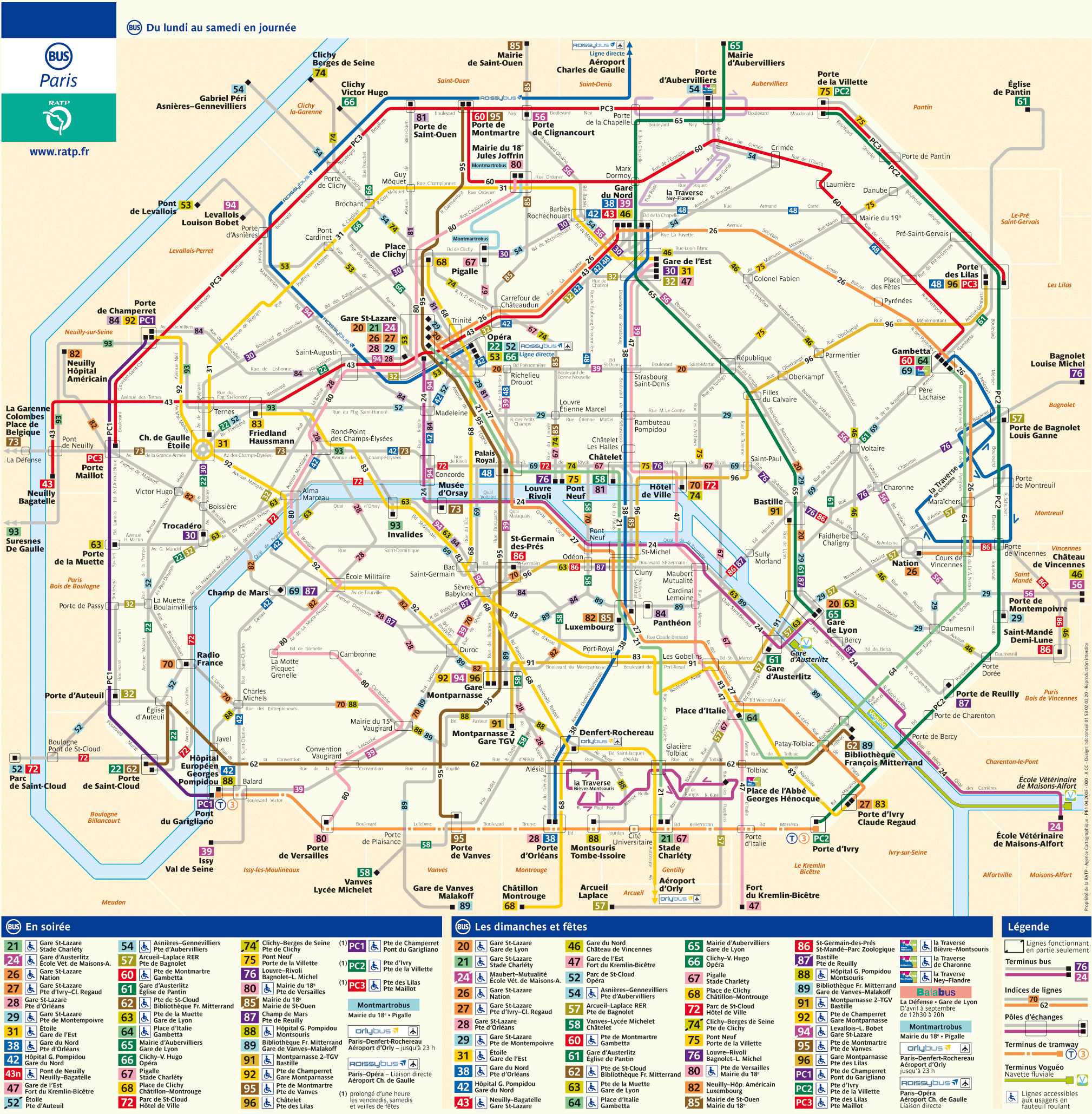 ... pour agrandir le plan des bus parisiens plan des bus de paris pour les