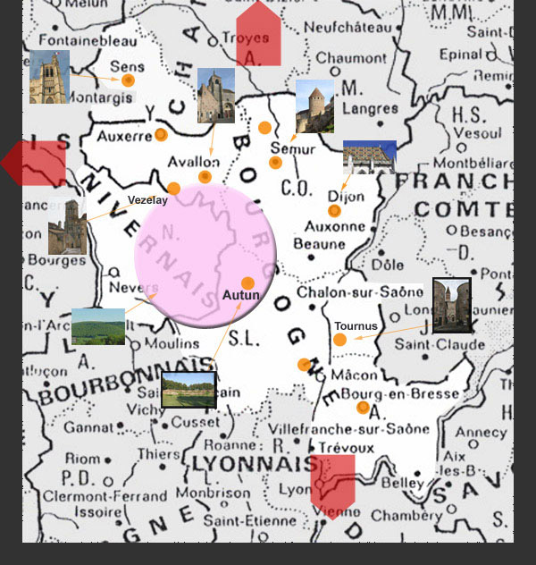 map of burgundy in france