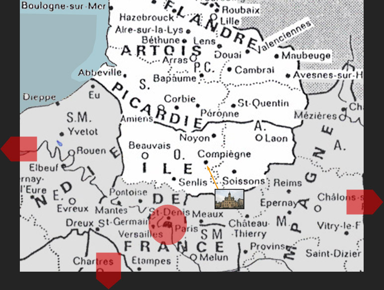 plan de la région picardie, artois, flandre