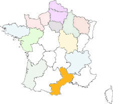 pianta della Francia e regioni : linguadoca occitania rossiglione